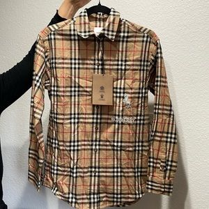 NWT Burberry Archive Check beige Button-Down Shirt